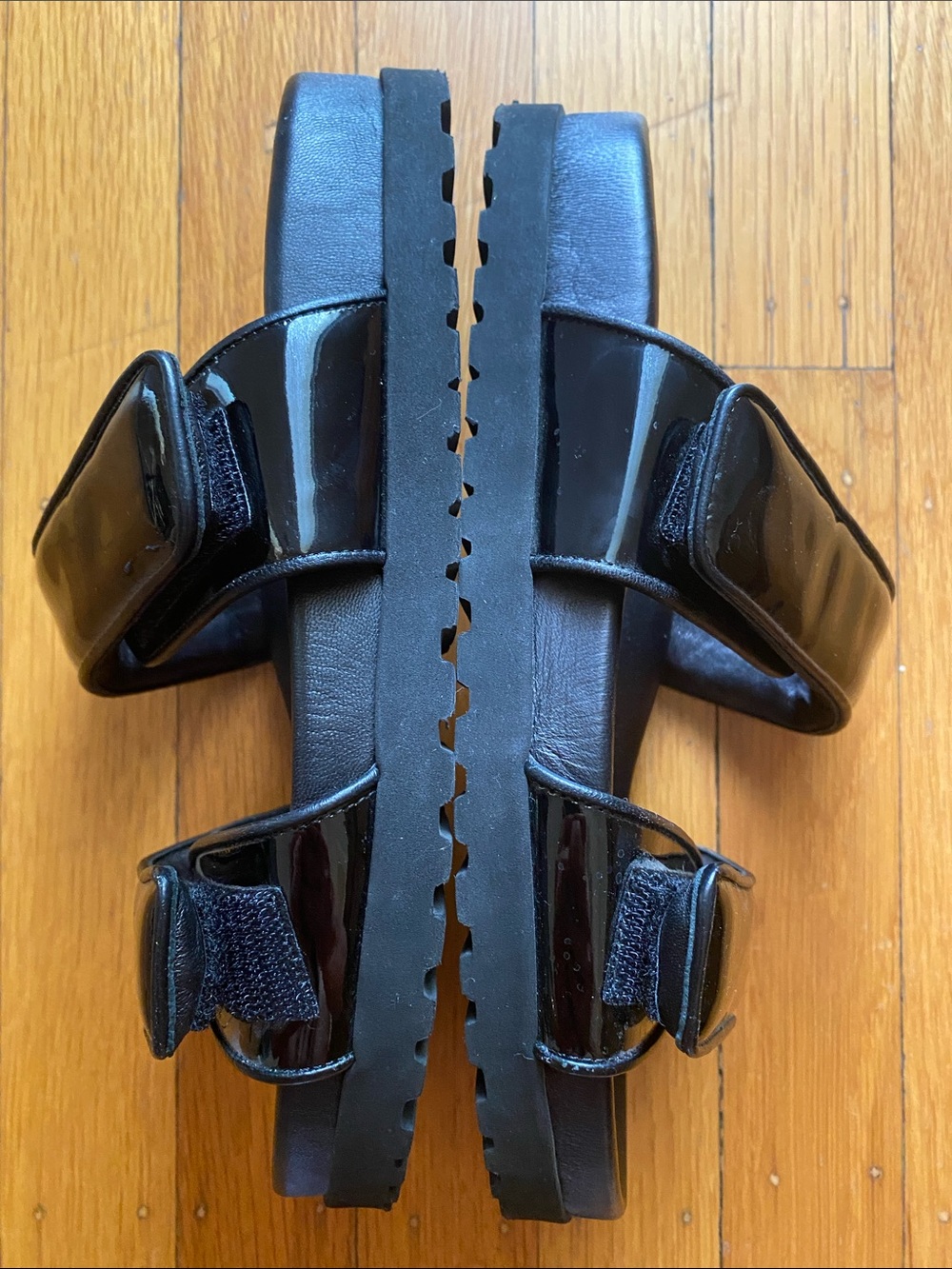Gia Borghini Perni Black Patent Leather Lug Sole Slide Sandals Size 38 US 7 - Picture 6 of 13